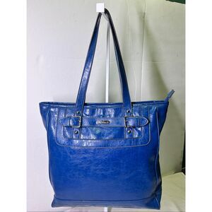 Nine & Co. Cobalt Blue Faux Leather Large Shoulder Bag Tote Bag Handbag